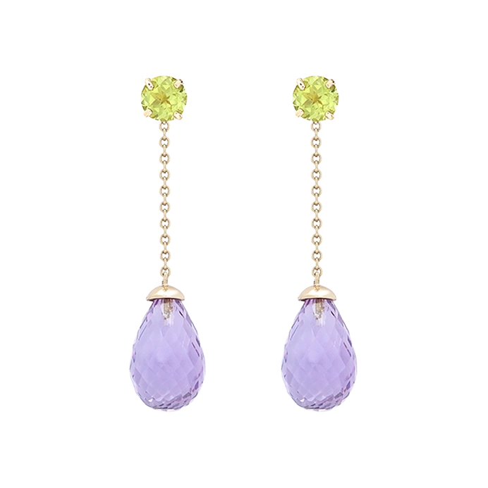 Peridot & Amethyst Drop Earrings