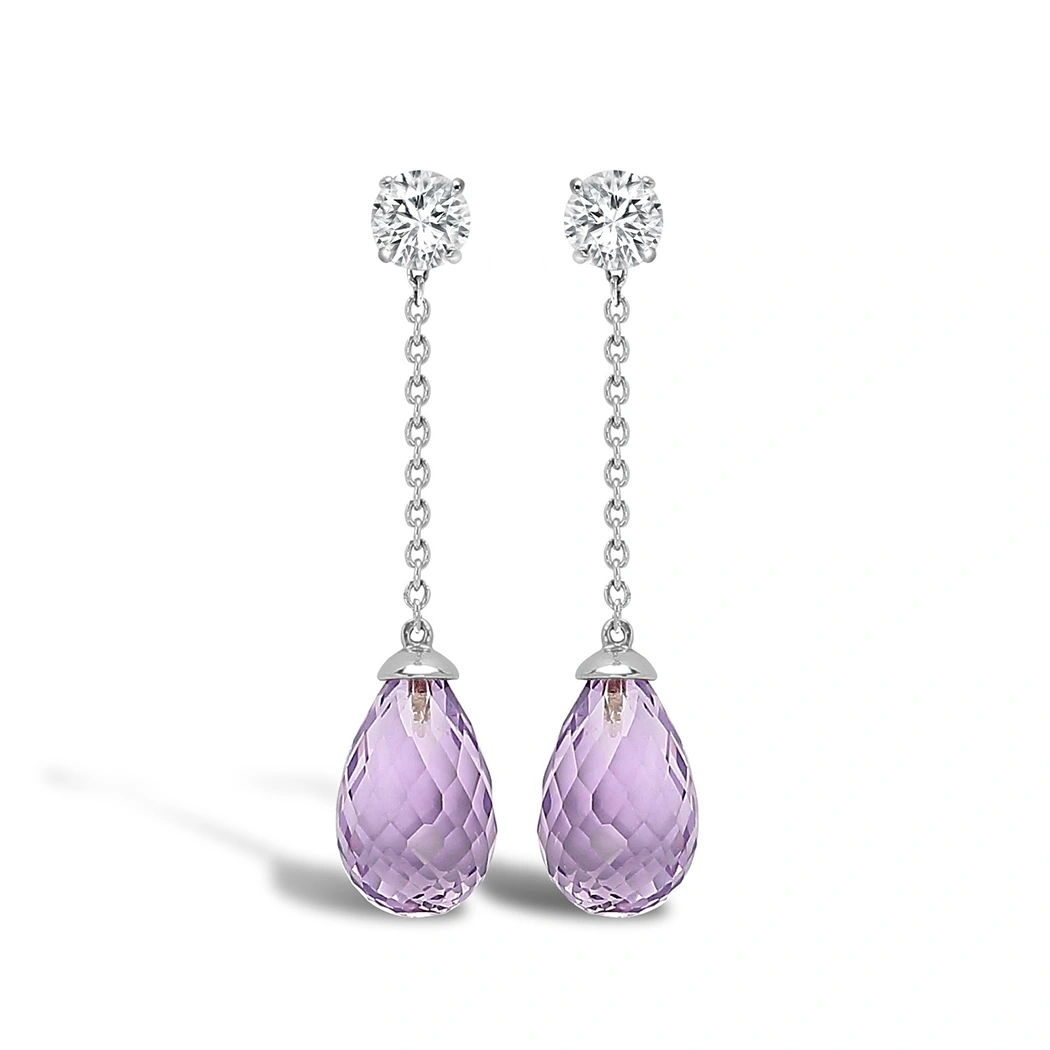 Amethyst & Diamond Drop Earrings