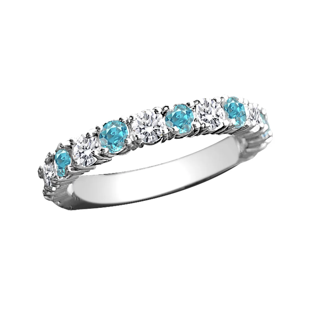 Aquamarine Diamond Eternity Ring
