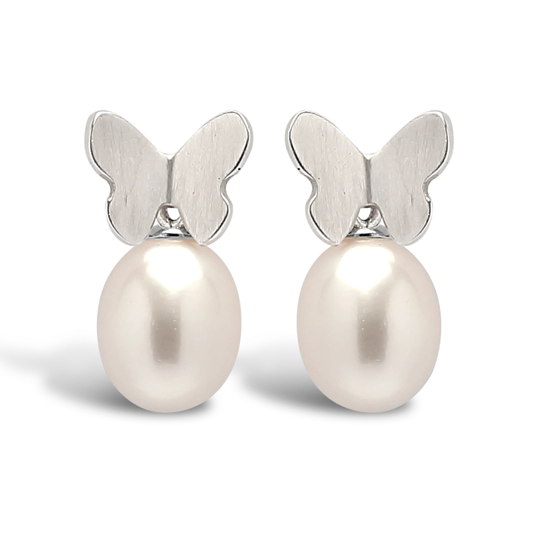 Butterfly Pearl Drop Earrings