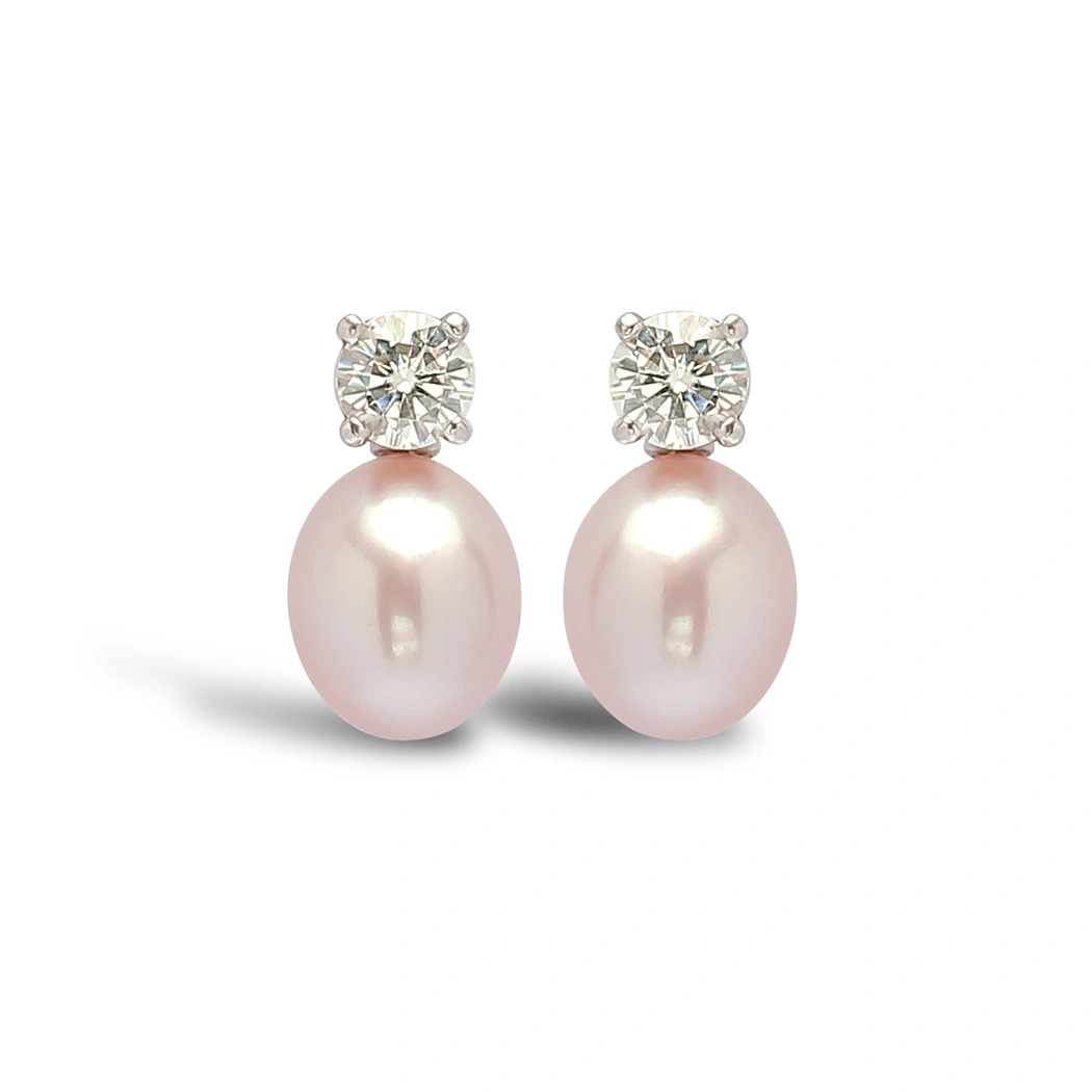 Diamond & Pearl Drop Earrings