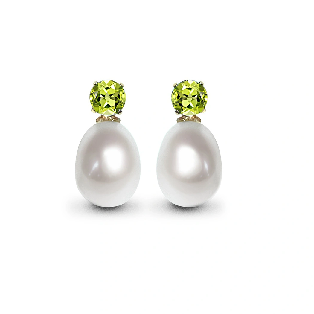 Peridot & Pearl Drop Earrings