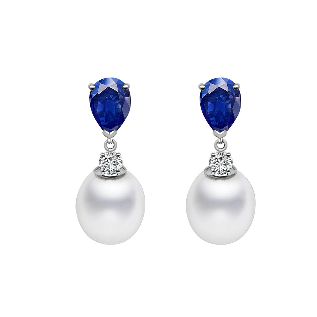 Sapphire & Pearl Drop Earrings
