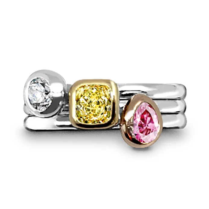 Fancy Colour Diamond Stacking Rings