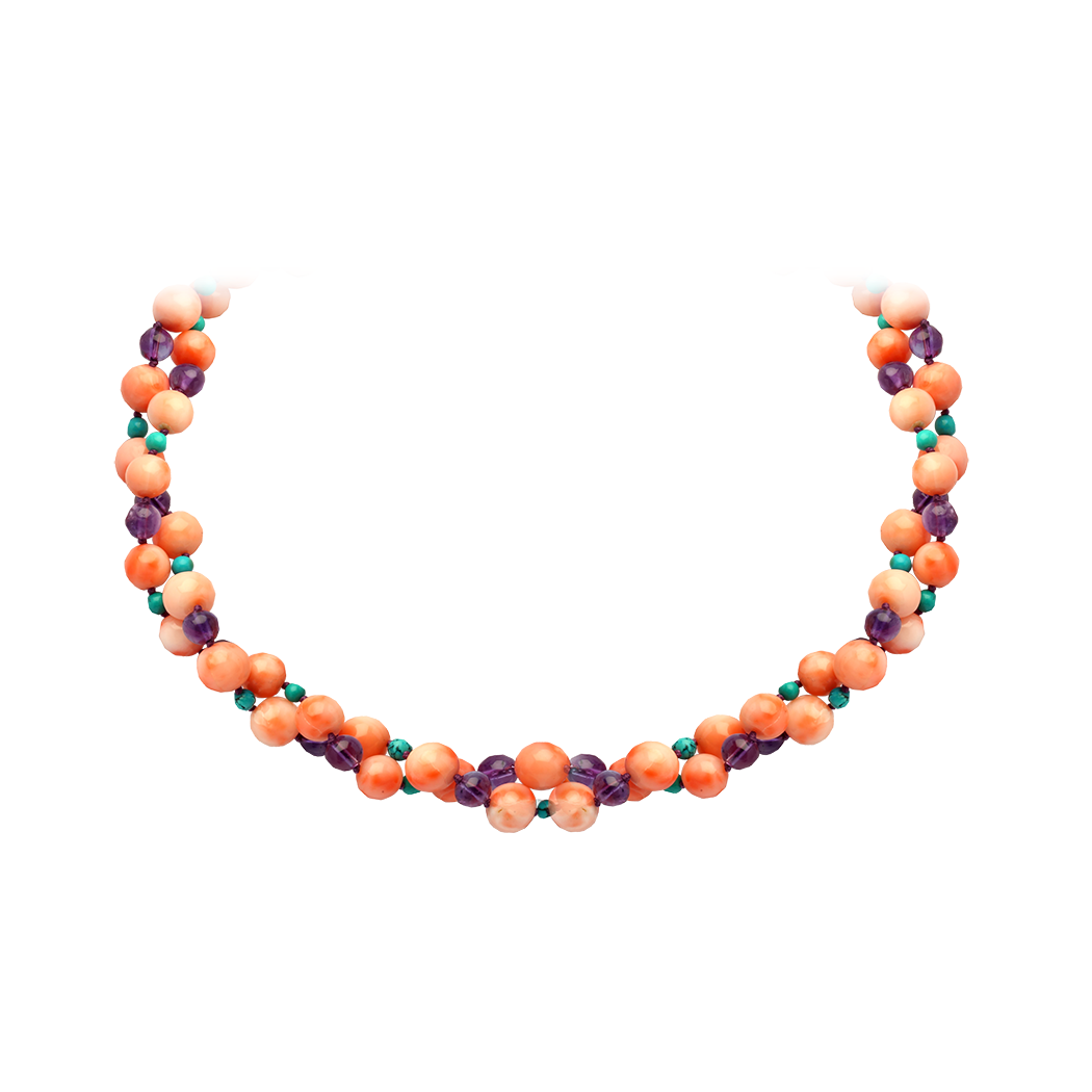 Coral & Amethyst Necklace