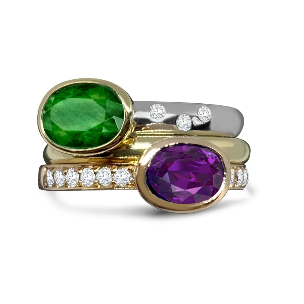 Emerald & Amethyst Stacking Rings