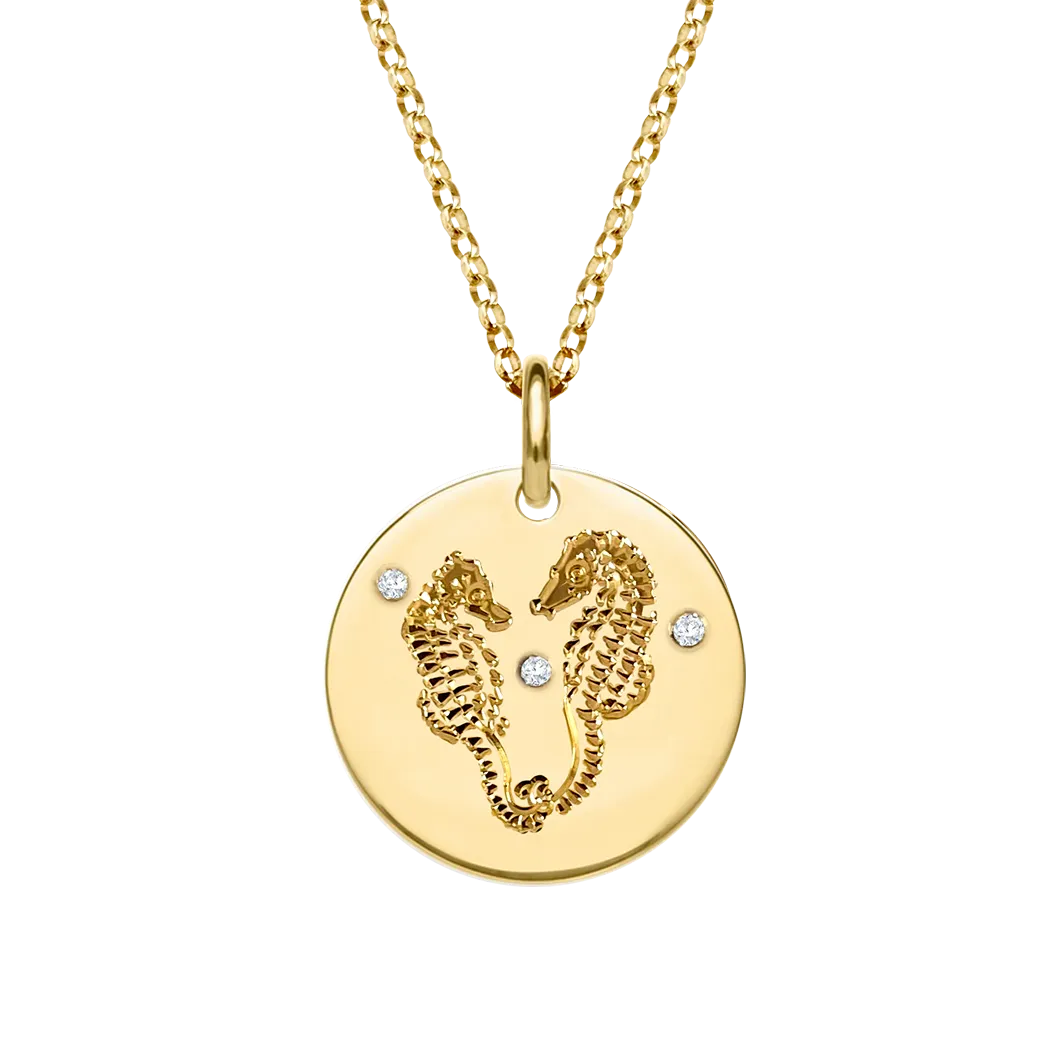 Seahorse Diamond Disc Pendant