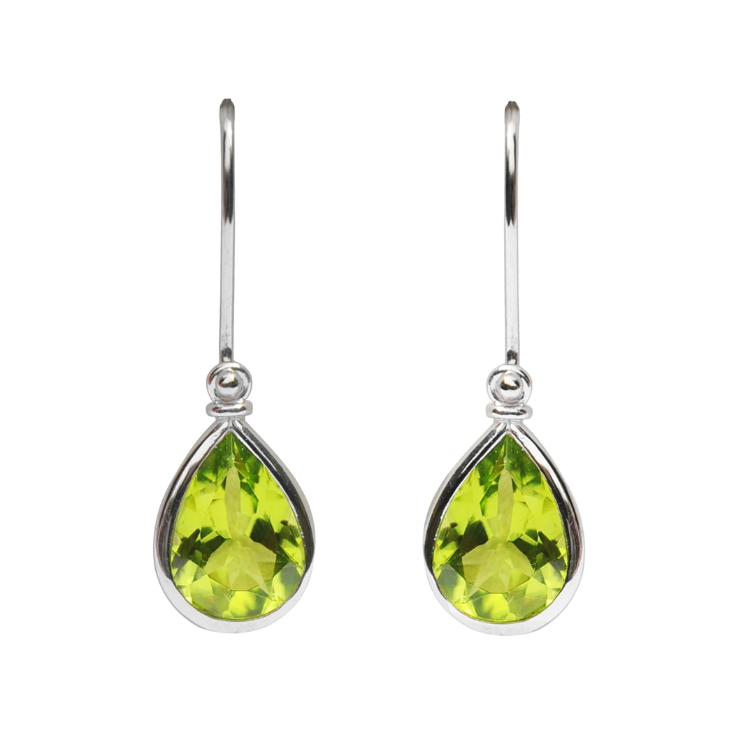 Pear-shaped Peridot Drop Earrings