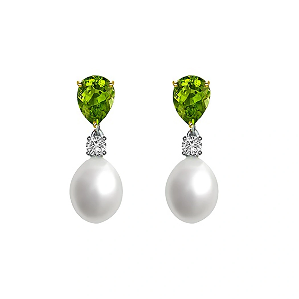 Peridot & Pearl Drop Earrings