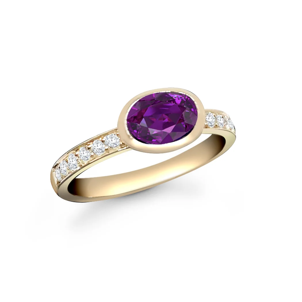 Amethyst & Diamond Stacking Ring