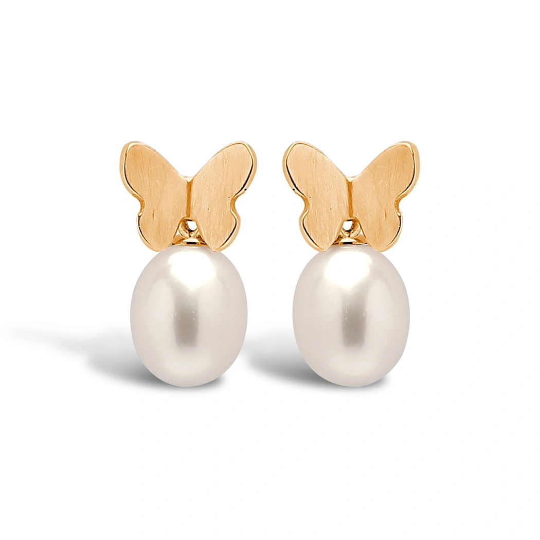 Gold Butterfly Drop Earrings