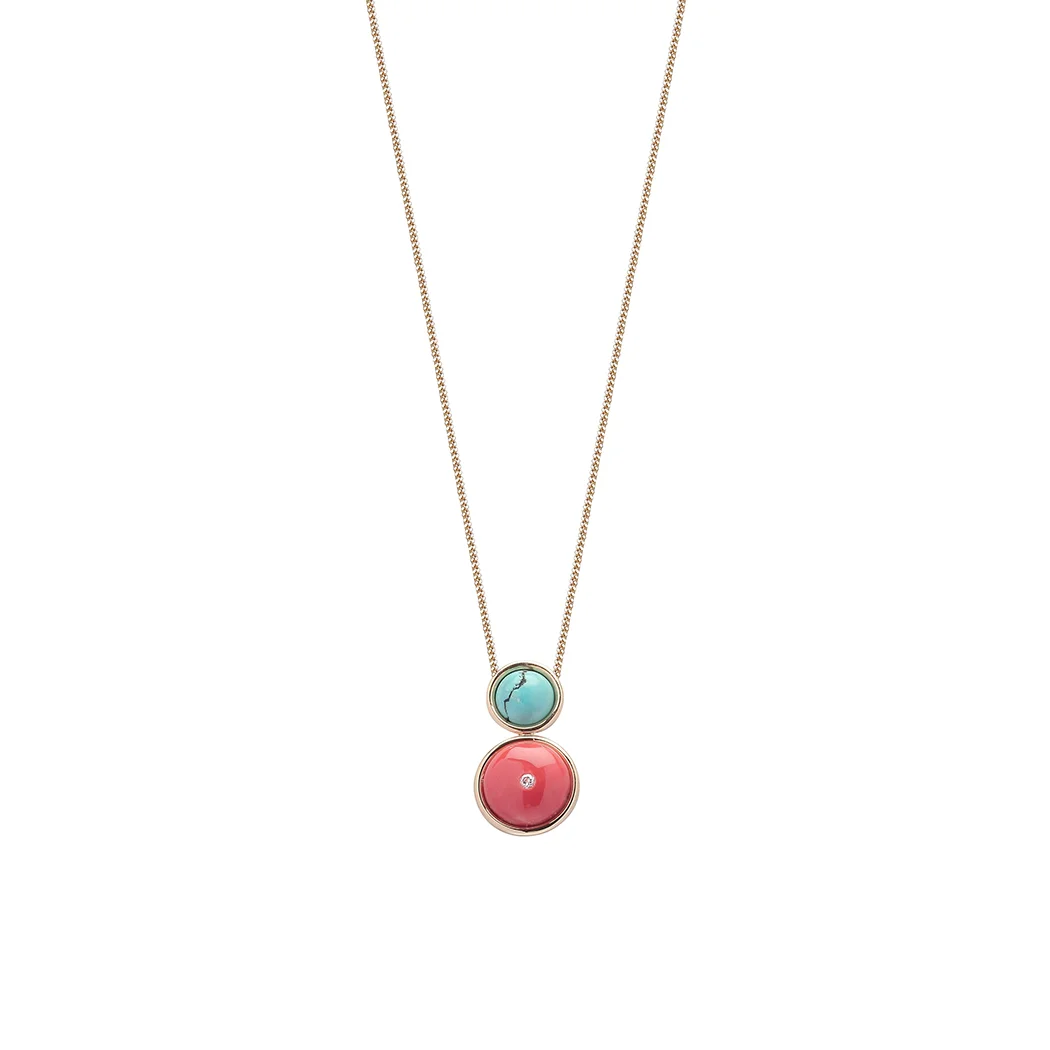 Coral & Turquoise Drop Pendant
