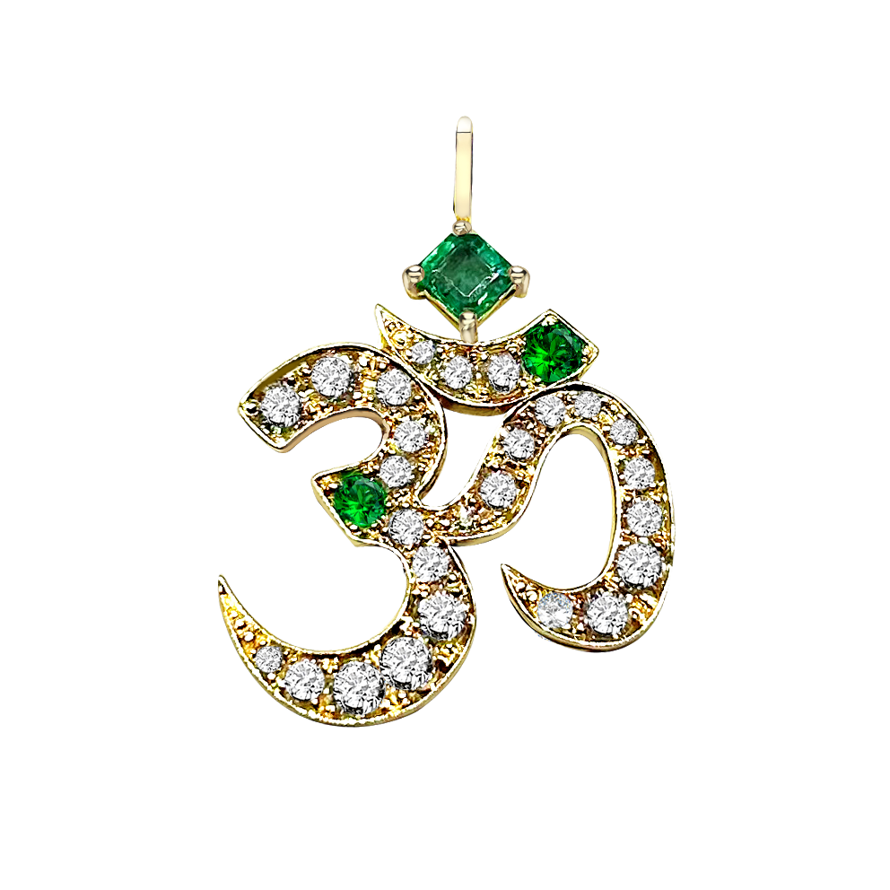 Om Diamond & Emerald Pendant
