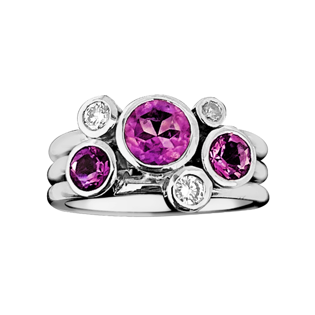Amethyst & Diamond Stacking Ring