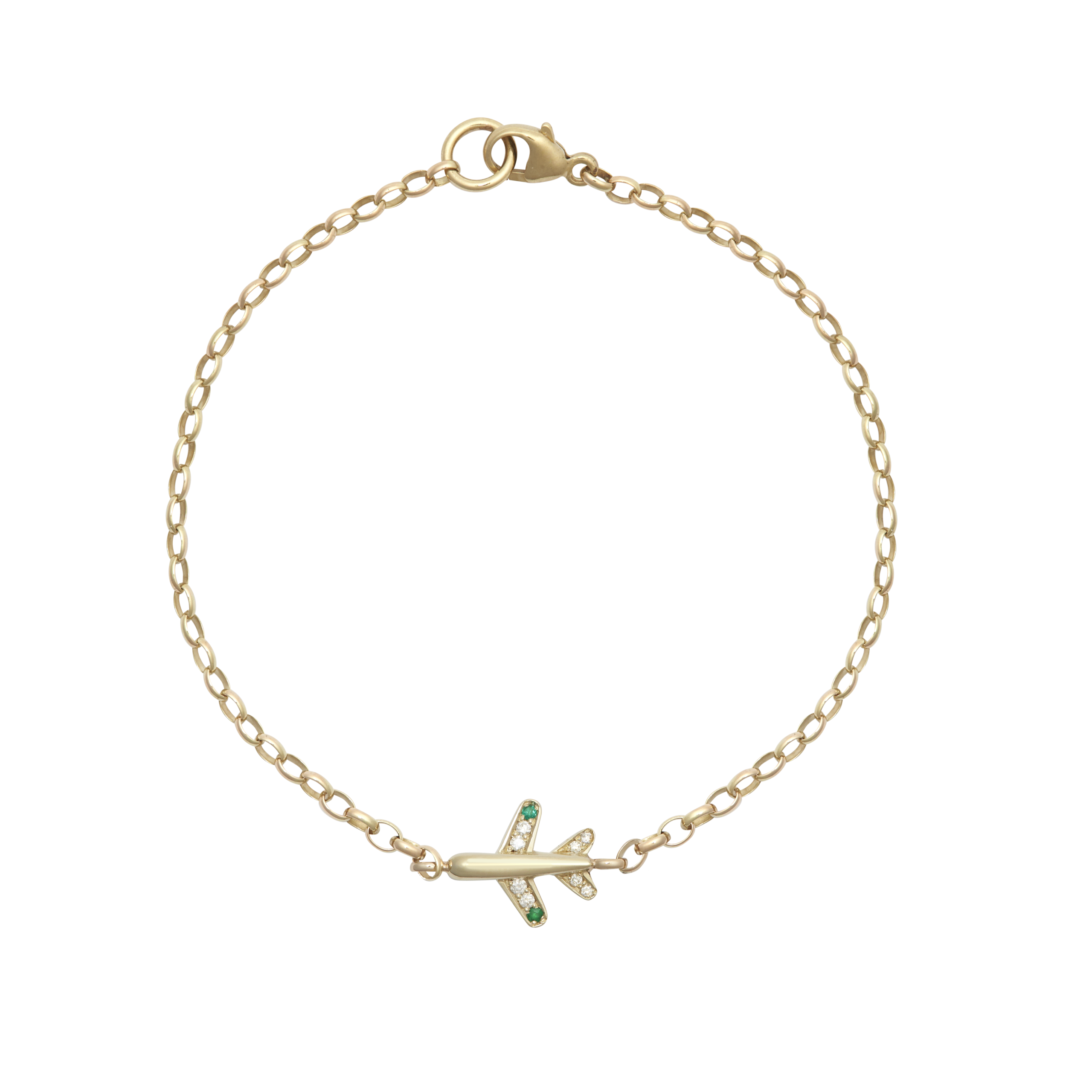 Diamond & Emerald Aeroplane Bracelet